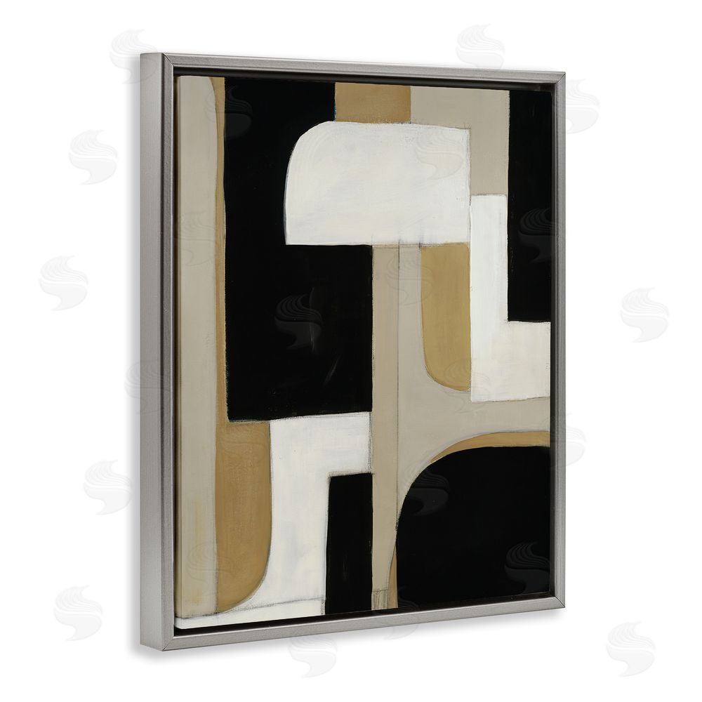 Kippi Leonard Minimalist Geometrics in Neutrals Gray Floating Frame Canvas Wall Art