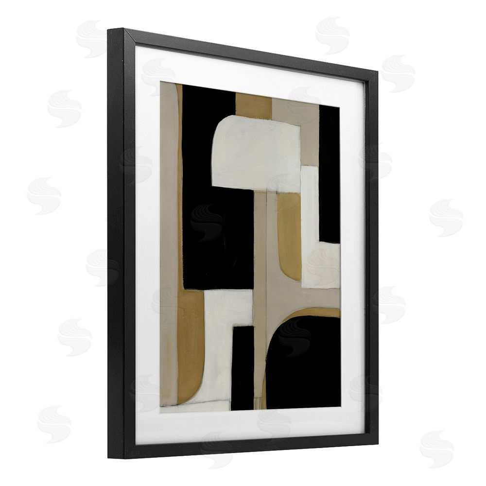Kippi Leonard Minimalist Geometrics in Neutrals Black Framed Print Under Glass with Mat Wall Art