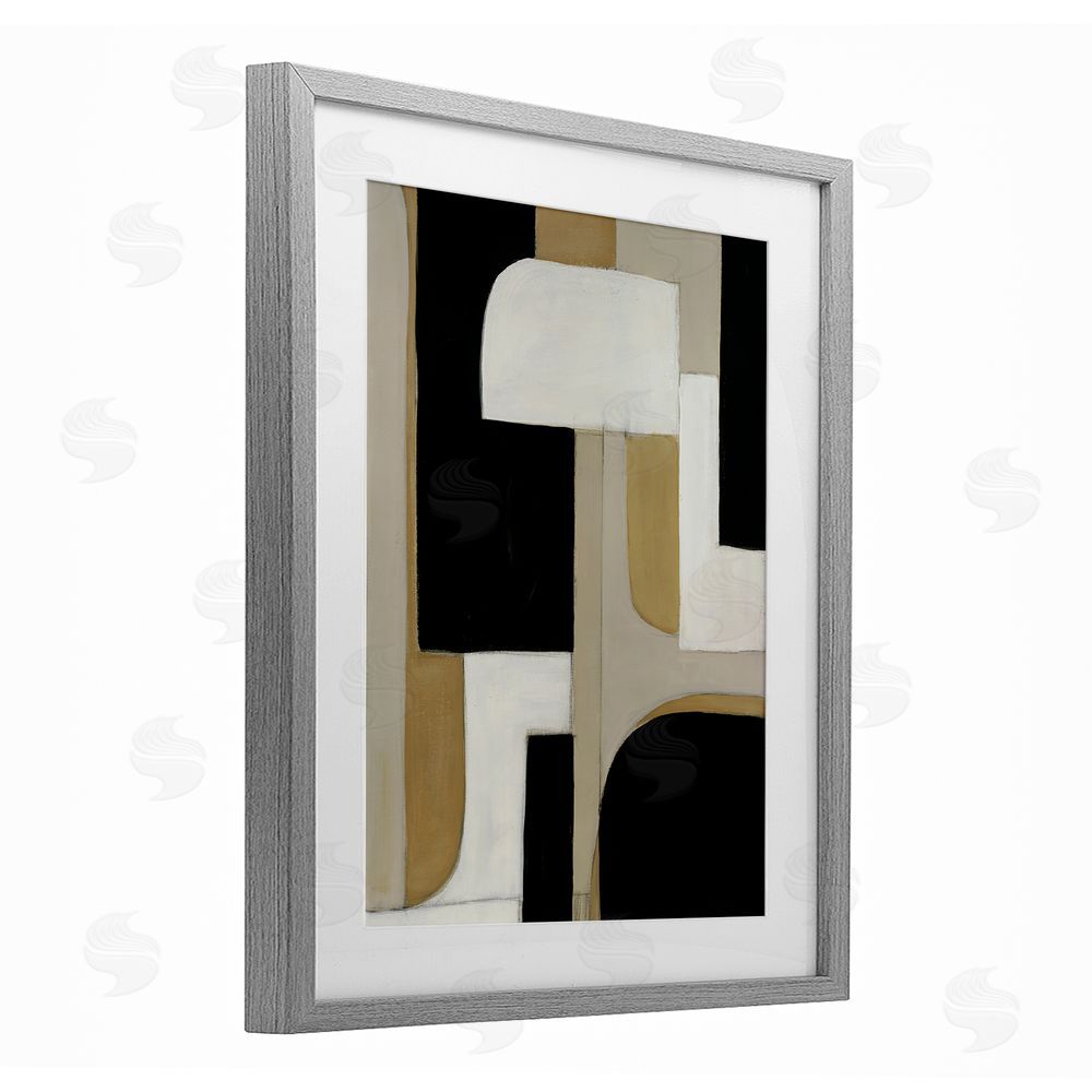 Kippi Leonard Minimalist Geometrics in Neutrals Gray Framed Print Under Glass with Mat Wall Art