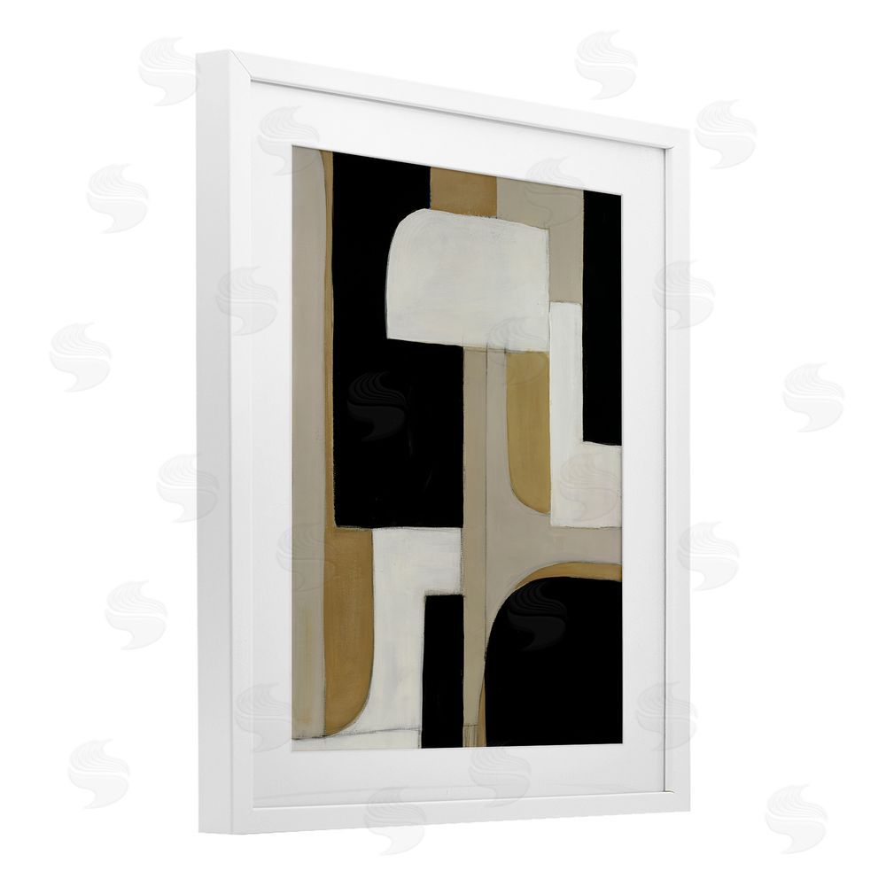 Kippi Leonard Minimalist Geometrics in Neutrals White Framed Print Under Glass with Mat Wall Art