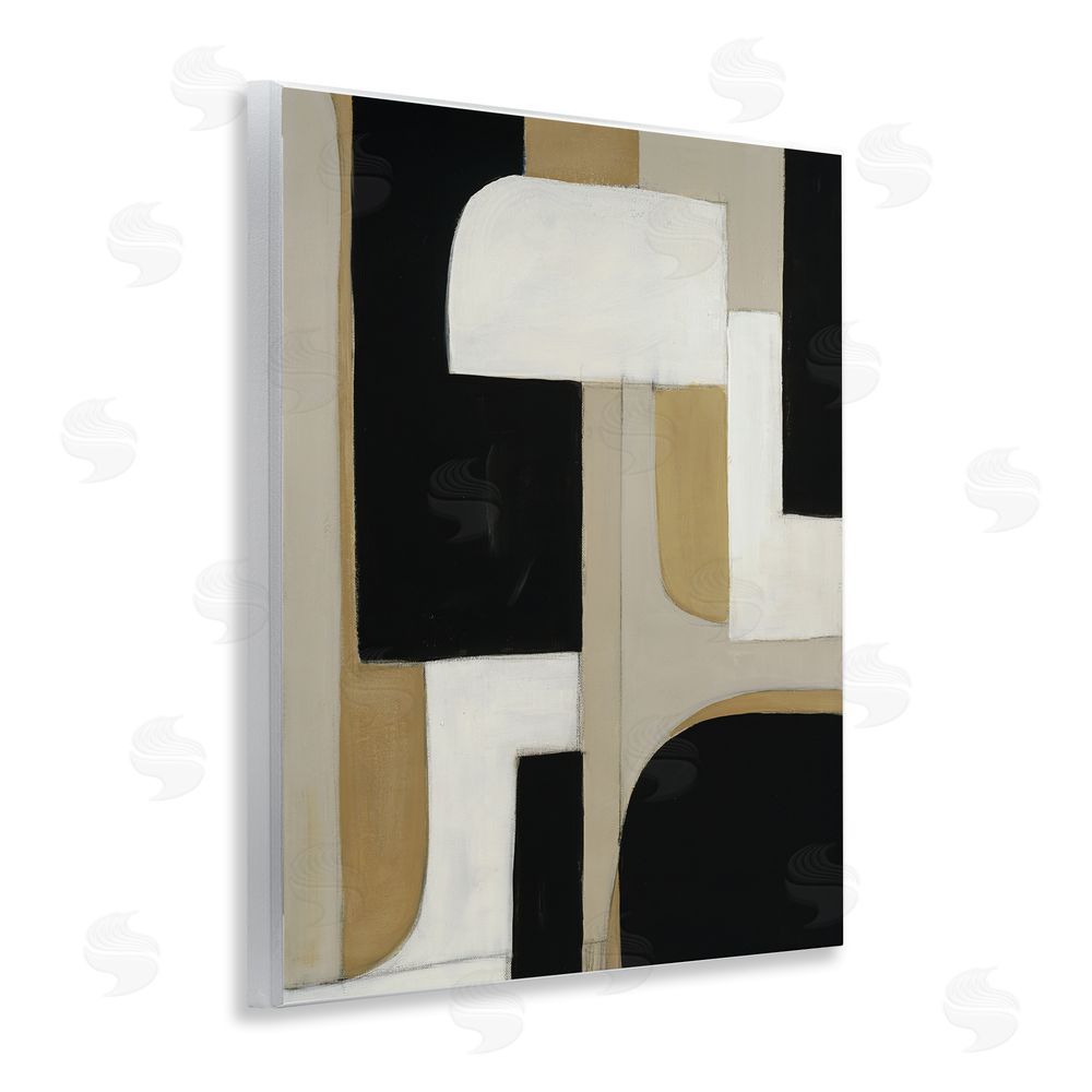 Kippi Leonard Minimalist Geometrics in Neutrals Wooden Wall Plaque Art Print