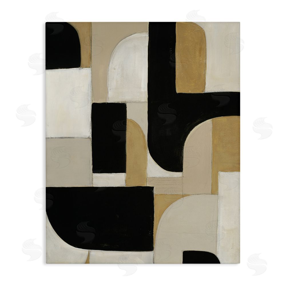Kippi Leonard Black & Neutral Shapes Stretched Canvas Wall Art Print