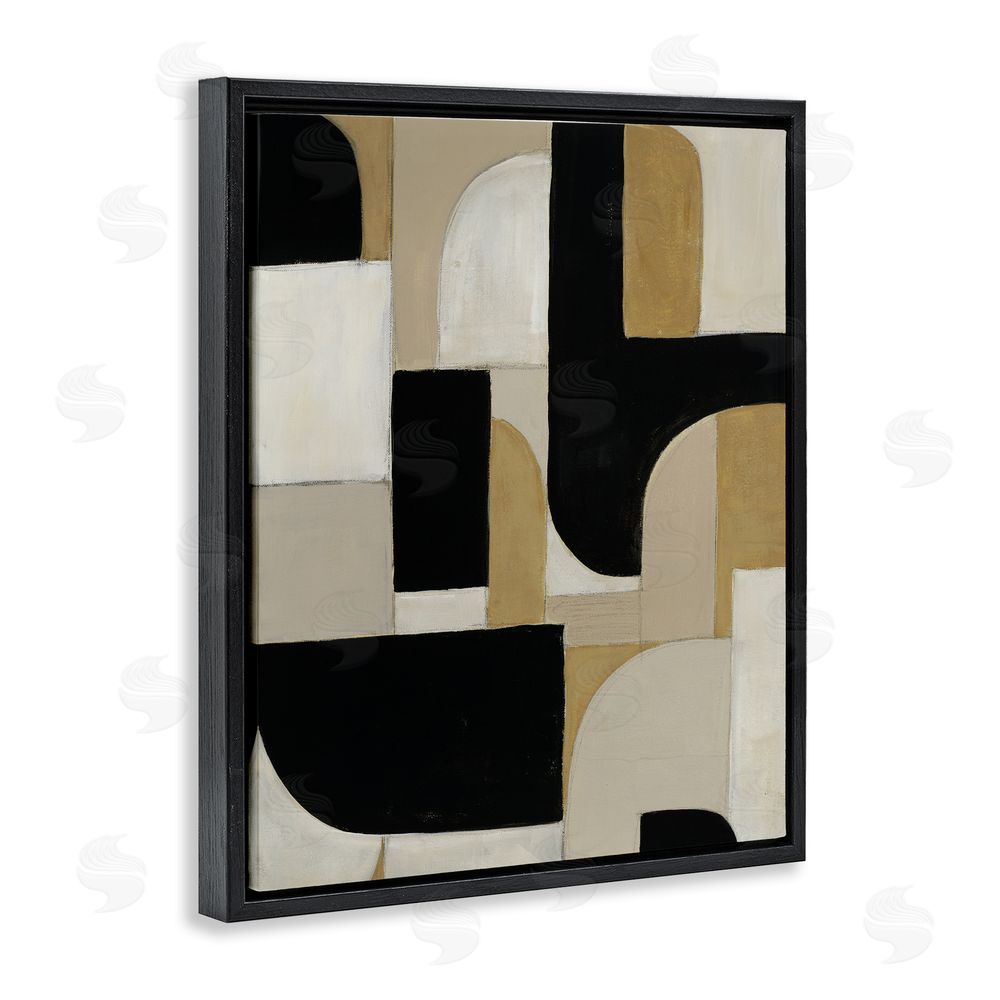 Kippi Leonard Black & Neutral Shapes Black Floating Frame Canvas Wall Art Print