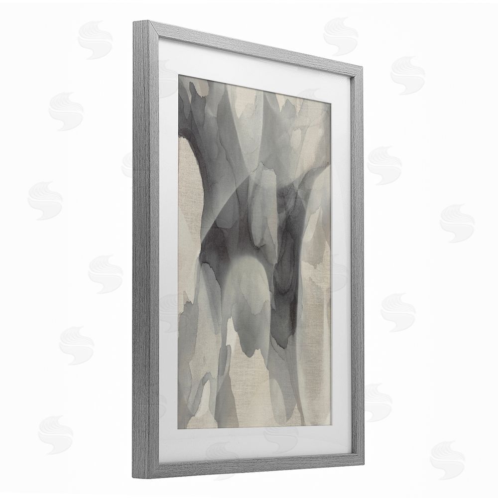 Kippi Leonard Monochrome Watery Drips Gray Framed Print Under Glass with Mat Wall Art