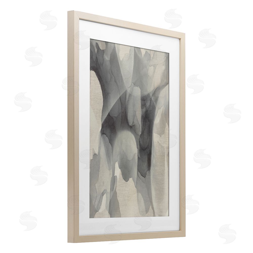 Kippi Leonard Monochrome Watery Drips Brown Framed Print Under Glass with Mat Wall Art