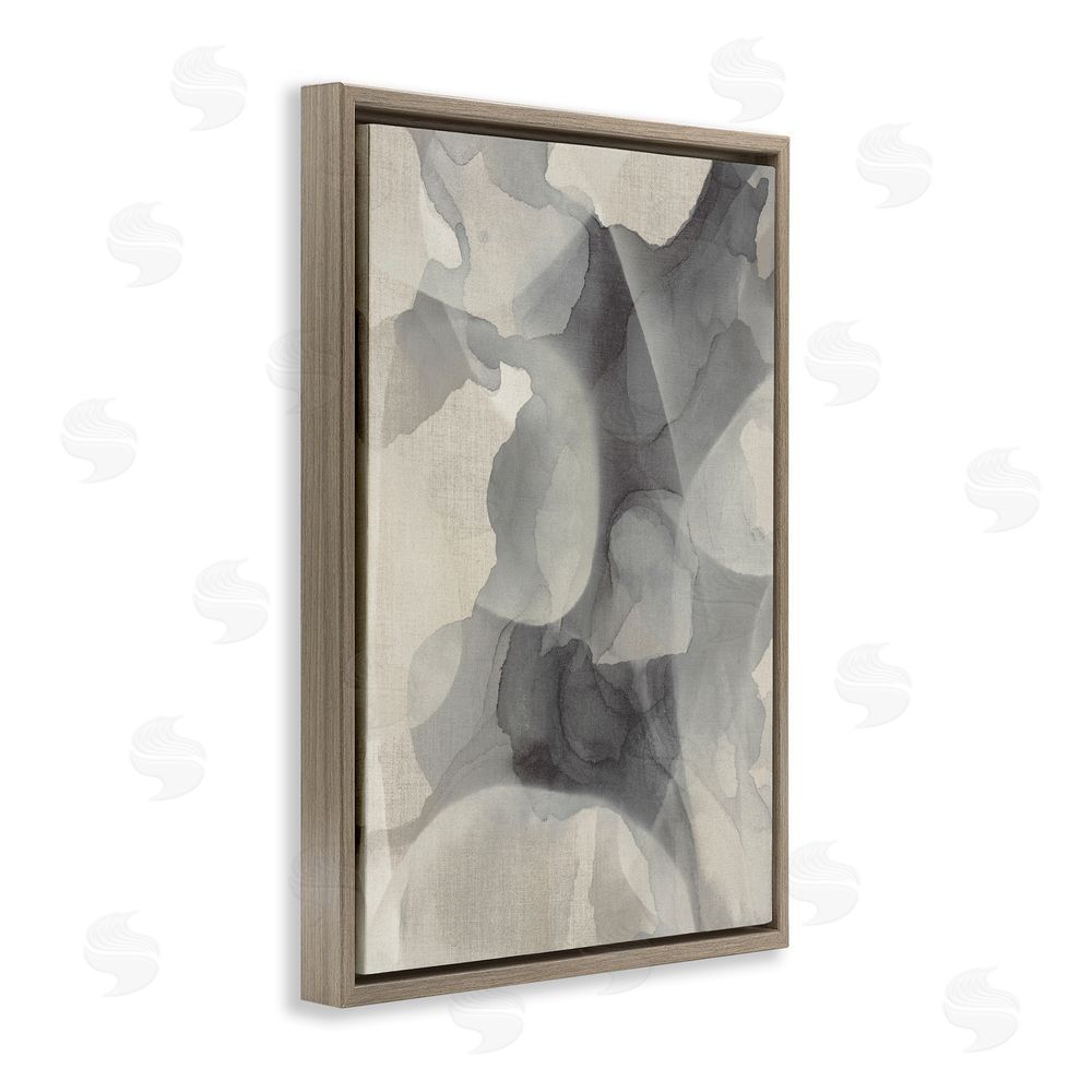 Kippi Leonard Mottled Monochrome Abstract Brown Floating Frame Canvas Wall Art