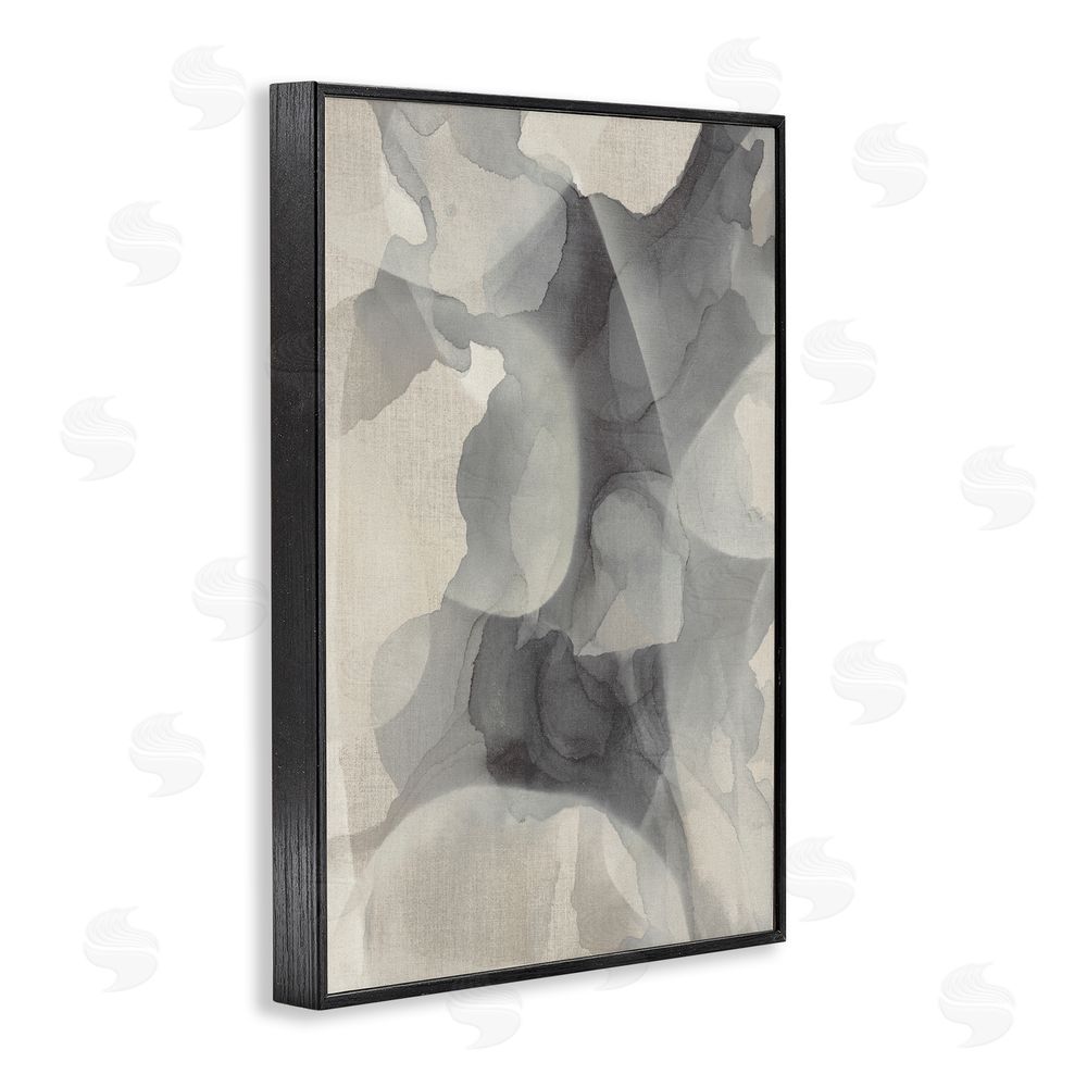 Kippi Leonard Mottled Monochrome Abstract Blacked Framed Giclee Wall Art Print