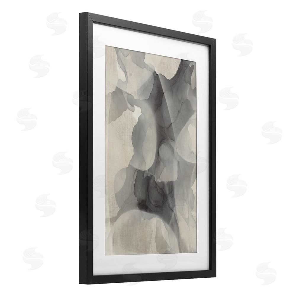 Kippi Leonard Mottled Monochrome Abstract Black Framed Print Under Glass with Mat Wall Art