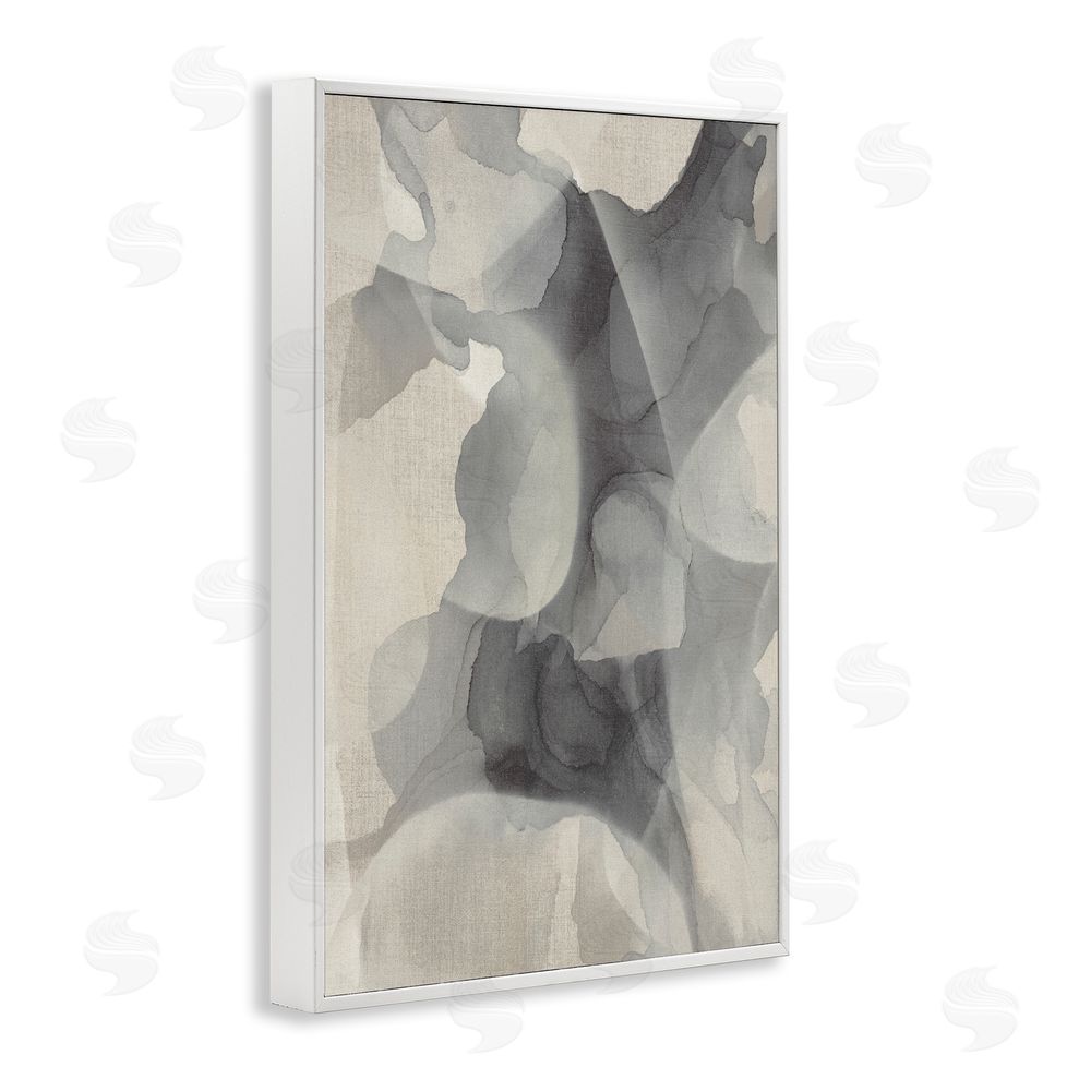 Kippi Leonard Mottled Monochrome Abstract White Framed Giclee Wall Art Print