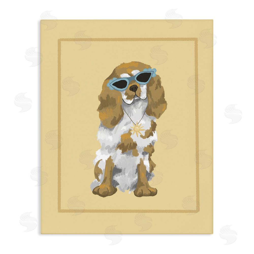 Sadie Harper Coolest Dog & Sunglasses Stretched Canvas Wall Art Print
