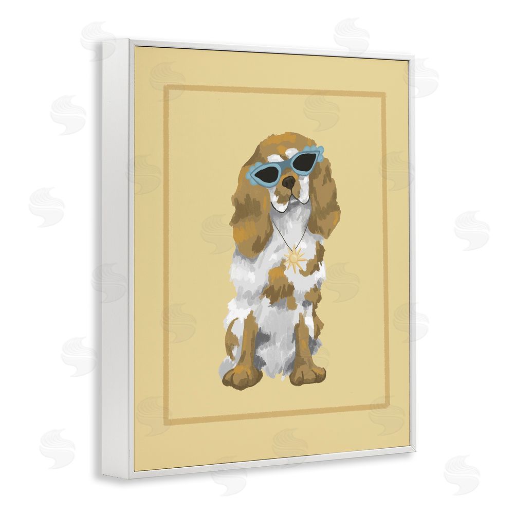 Sadie Harper Coolest Dog & Sunglasses White Framed Giclee Wall Art Print