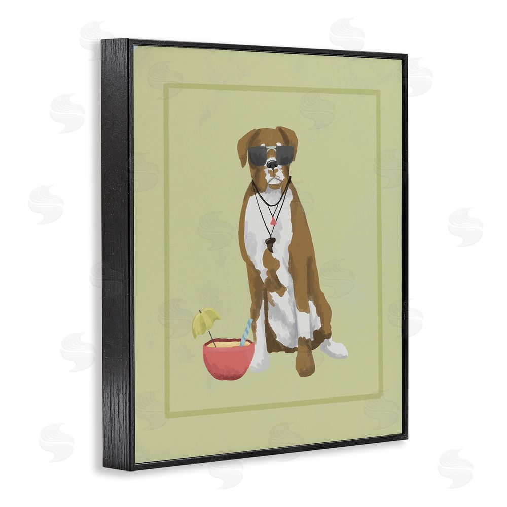Sadie Harper Boxer Beach Day Black Framed Giclee Wall Art Print