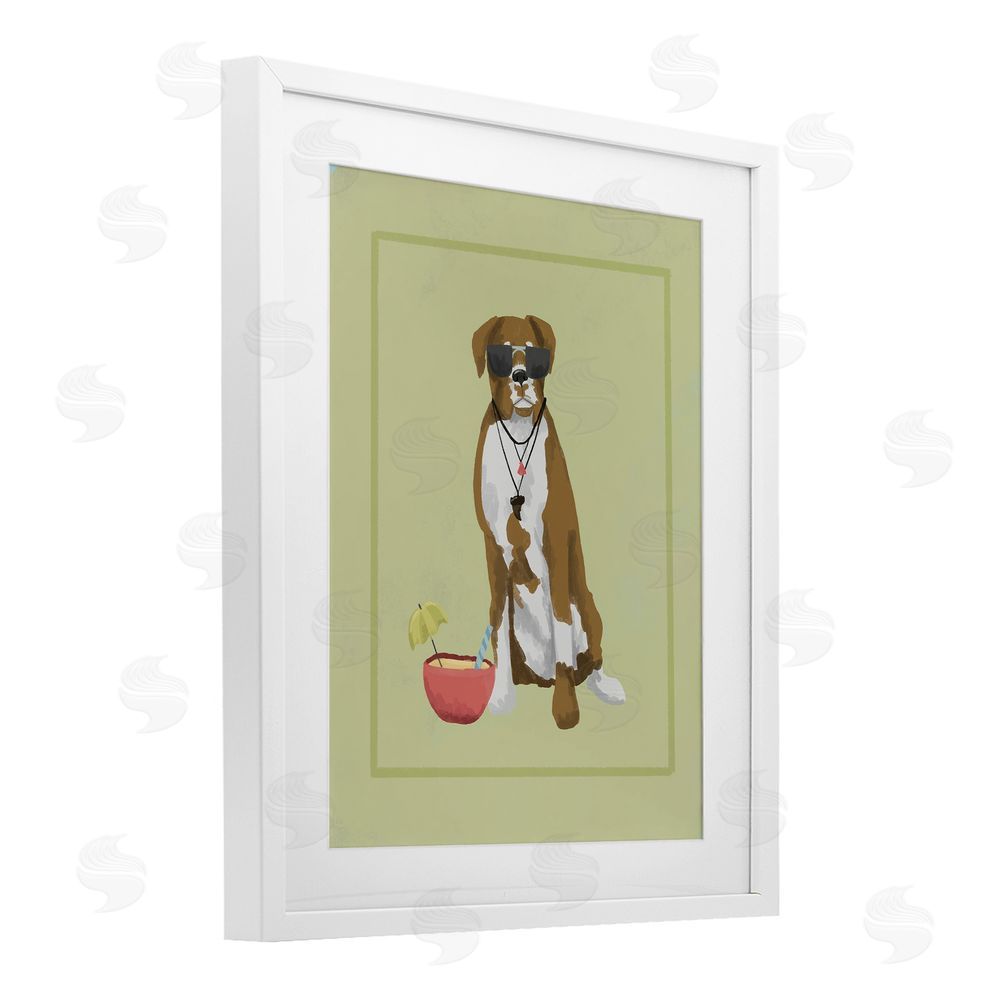 Sadie Harper Boxer Beach Day White Framed Print Under Glass Wall Art