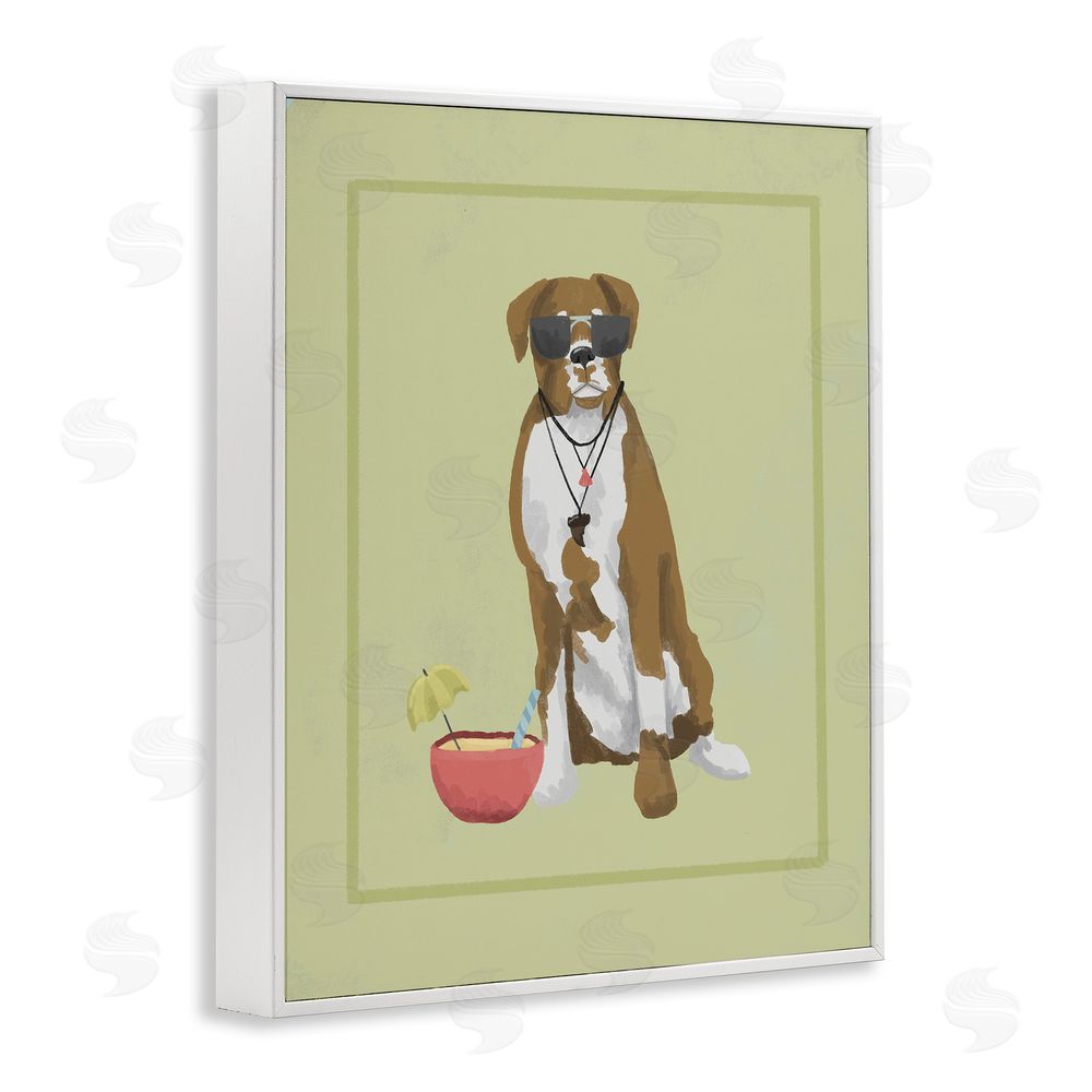 Sadie Harper Boxer Beach Day White Framed Giclee Wall Art Print