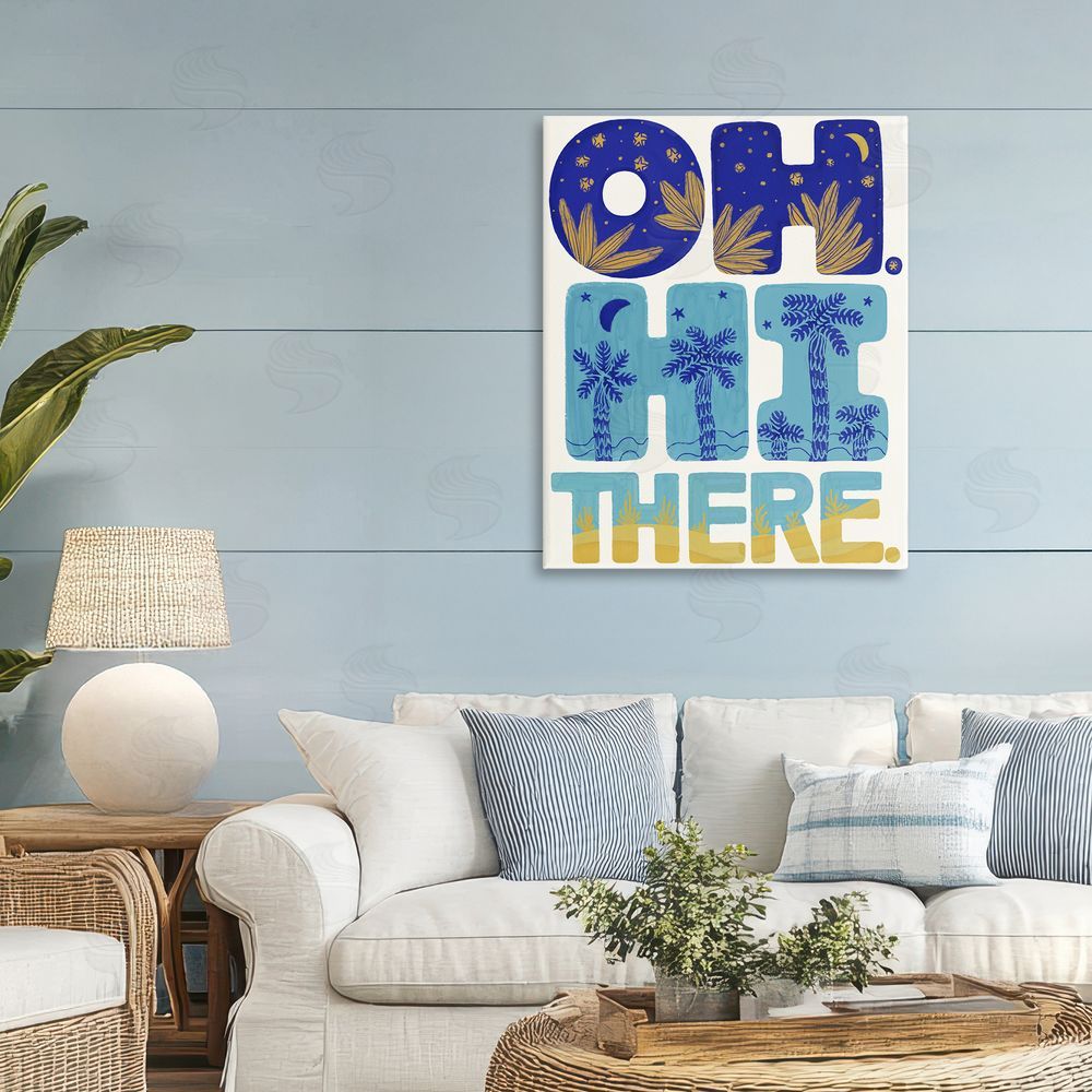 Connie Summers Oh Hi There Tropical Stretched Canvas Wall Art Print in Room