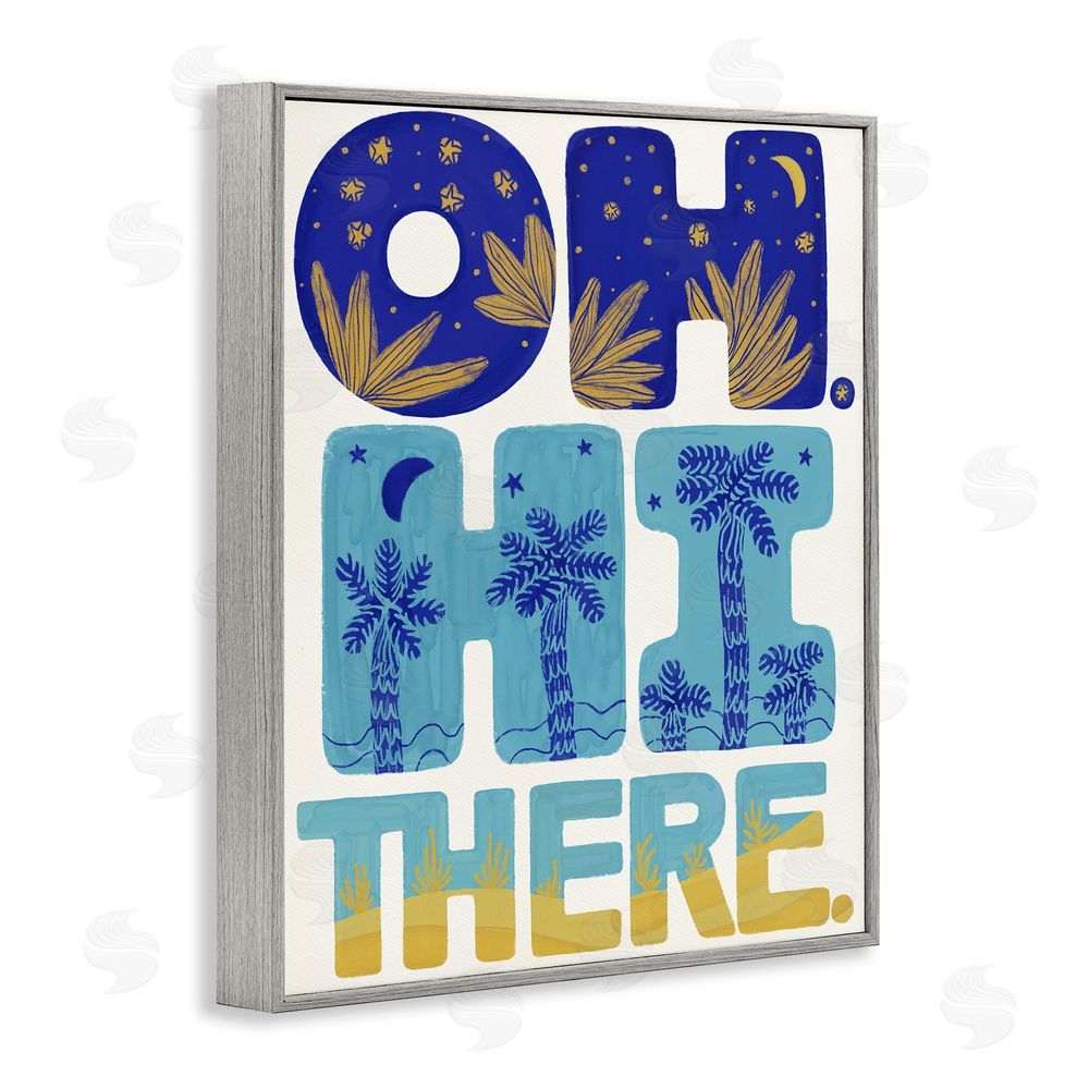 Connie Summers Oh Hi There Tropical Gray Framed Giclee Wall Art Print