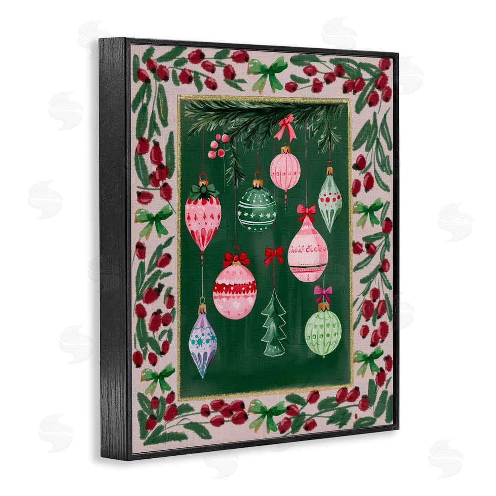 Yen Festive Ornaments Botanical Border Black Framed Giclee Art Print