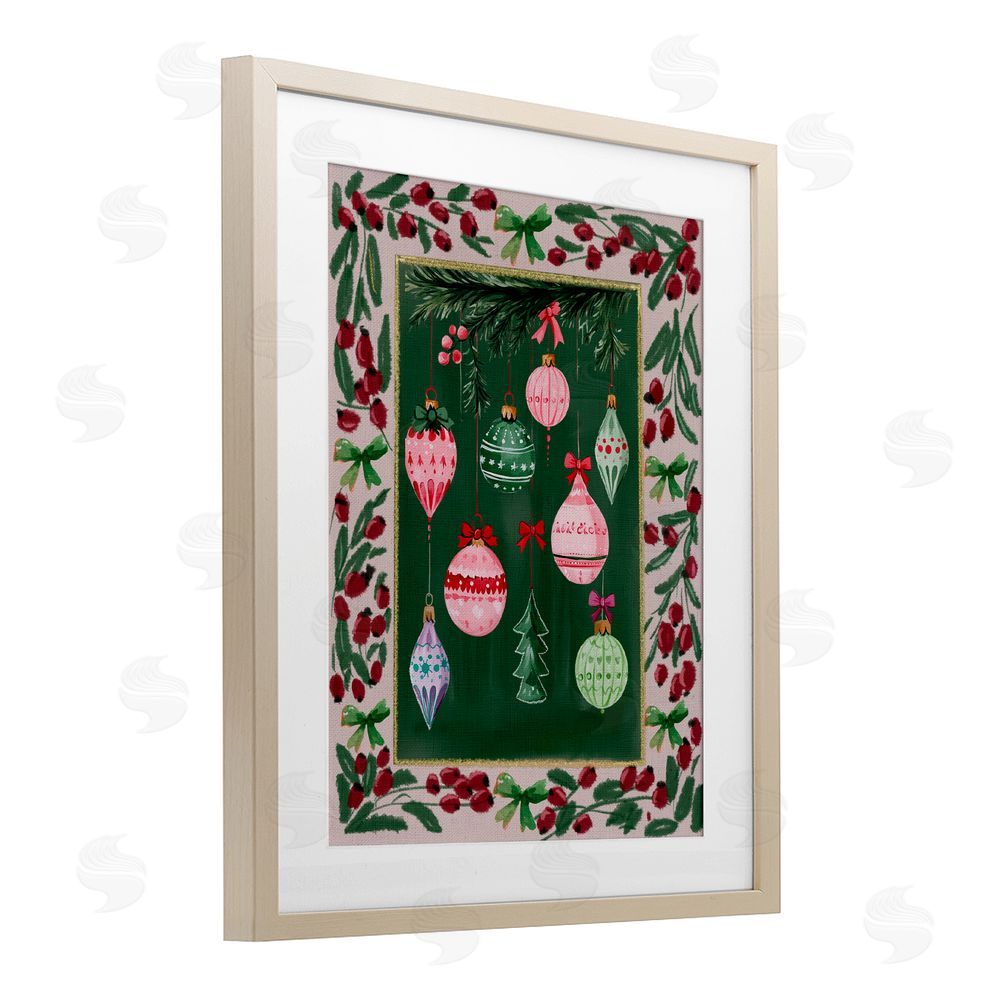 Yen Festive Ornaments Botanical Border Birch Framed Print Under Glass Art