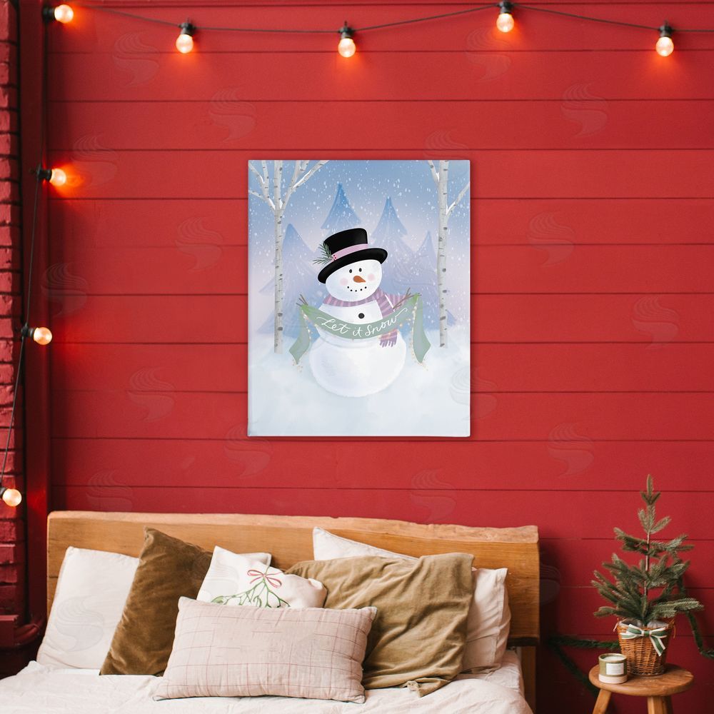 Sandra Picco Let It Snow Soft Snowman Printed Wall Art in Room