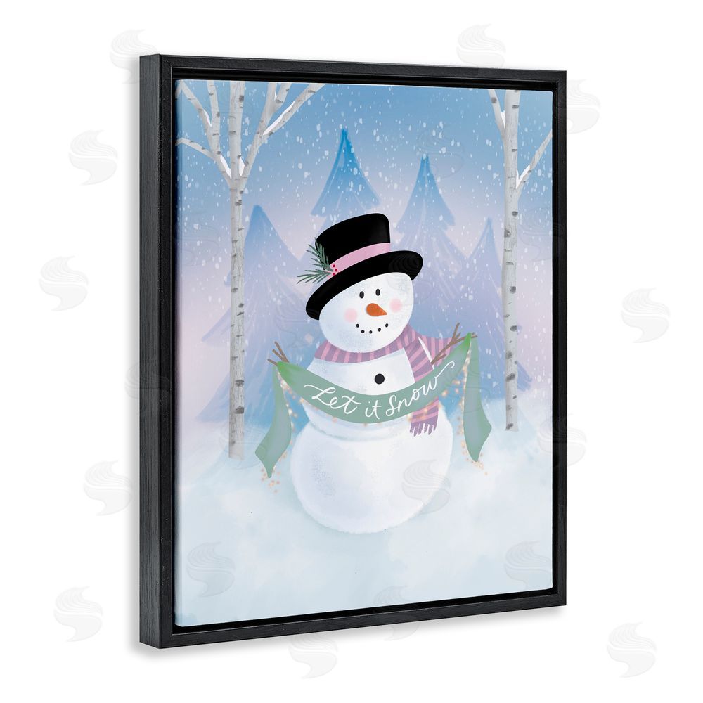 Sandra Picco Let It Snow Soft Snowman Black Floating Frame Canvas Wall Art Print