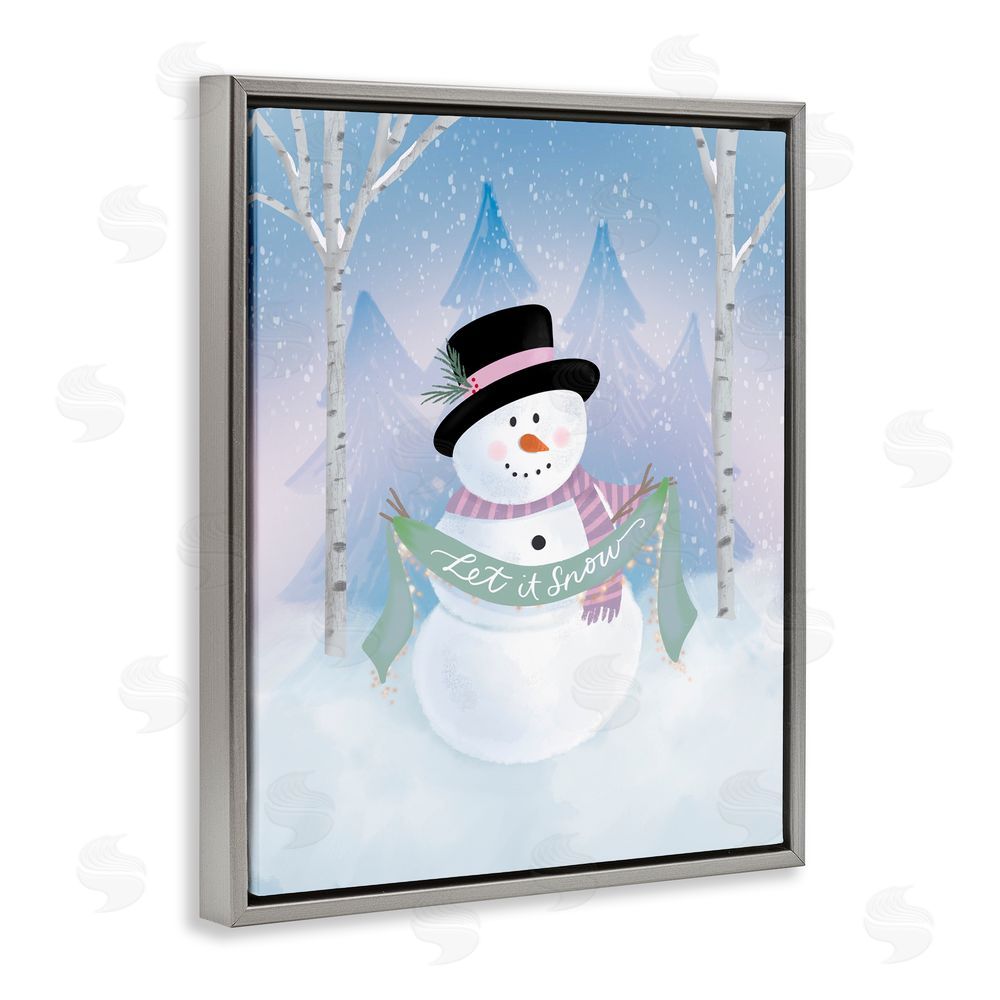 Sandra Picco Let It Snow Soft Snowman Gray Floating Frame Canvas Art Print