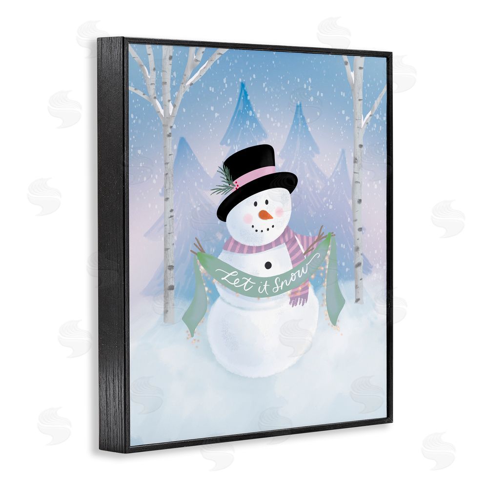 Sandra Picco Let It Snow Soft Snowman Black Framed Giclee Art Print