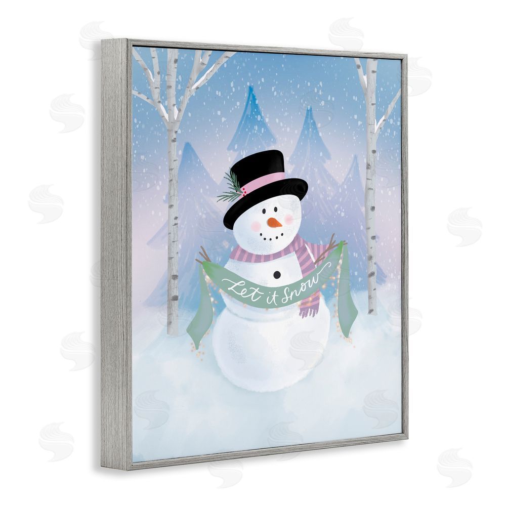 Sandra Picco Let It Snow Soft Snowman Gray Framed Giclee Art Print