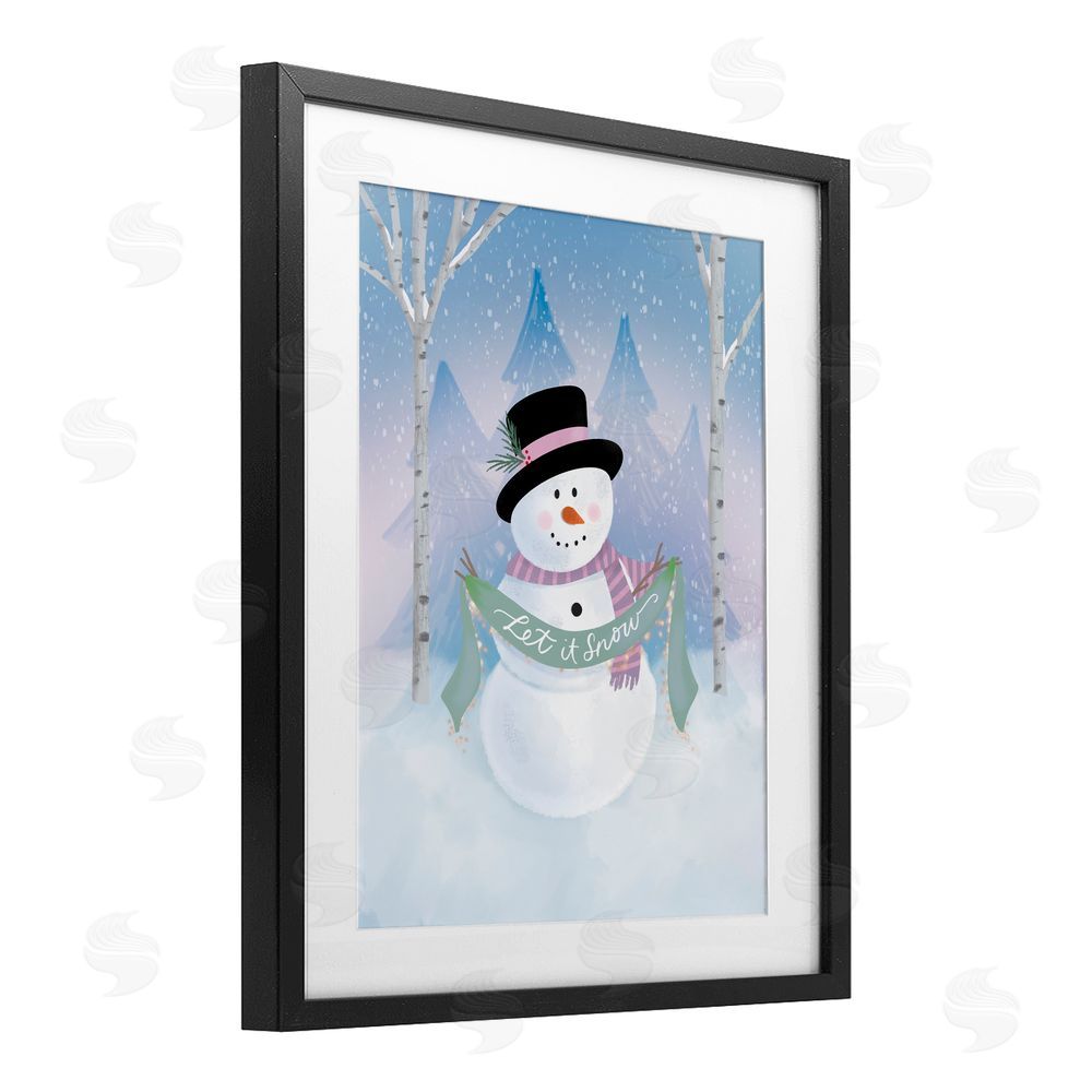 Sandra Picco Let It Snow Soft Snowman Black Framed Print Under Glass Art