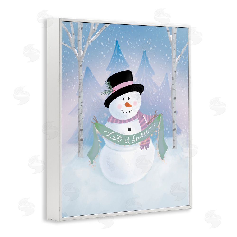 Sandra Picco Let It Snow Soft Snowman White Frame Giclee Art Print