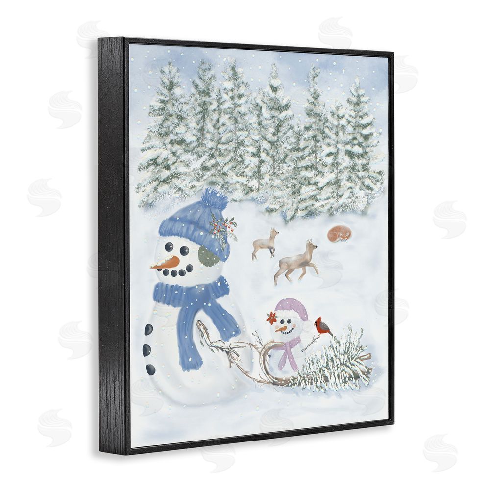 Leslie Hermosa Fun In The Snow Baby Snowman Black Framed Giclee Art Print