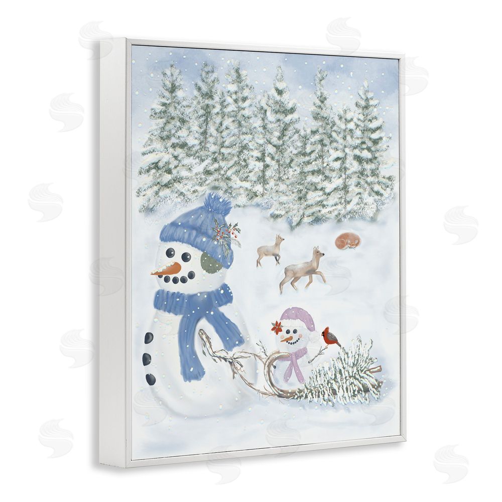 Leslie Hermosa Fun In The Snow Baby Snowman White Frame Giclee Art Print