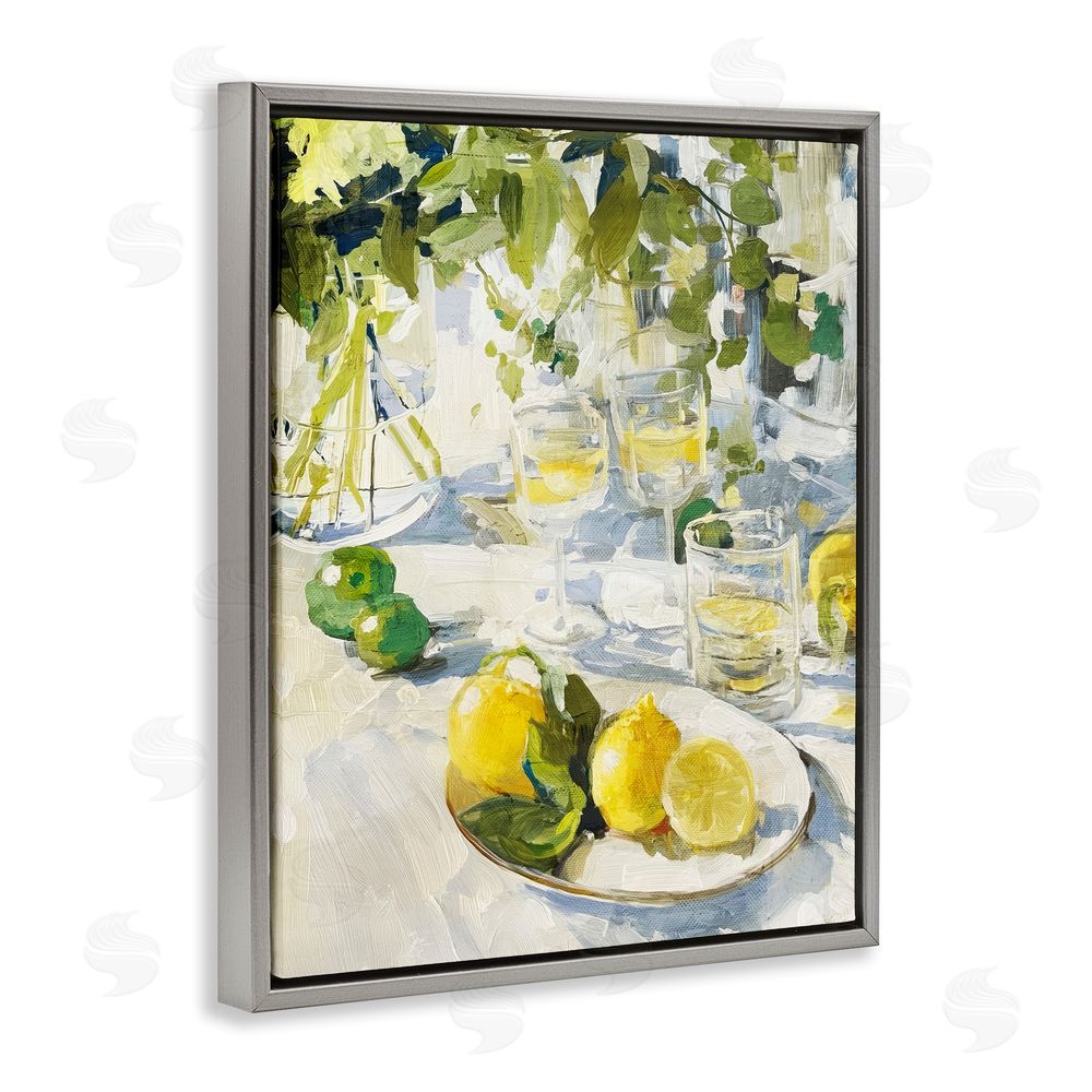 Annabelle Hall Meringue Lemons Table Spread Gray Floating Frame Canvas Wall Art