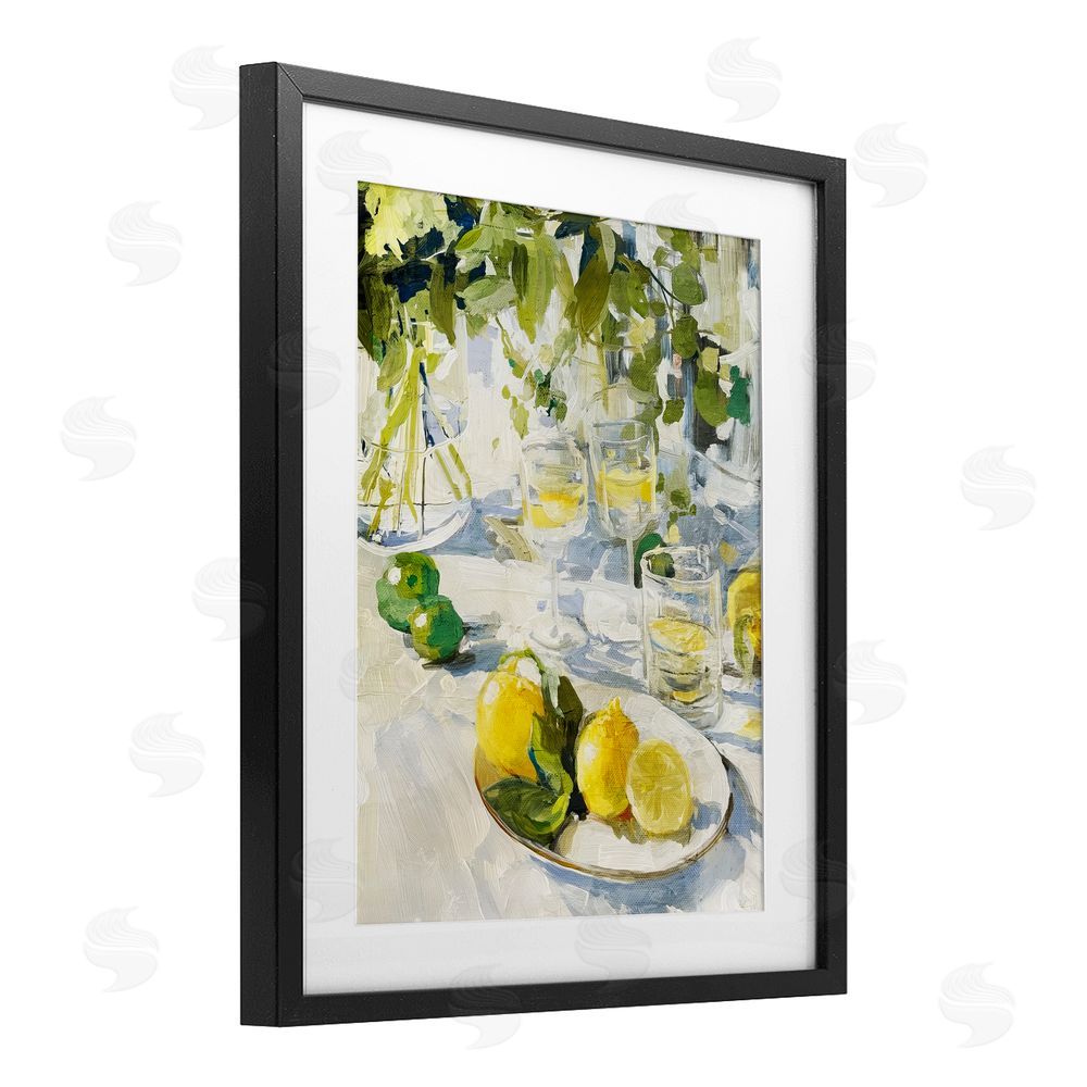 Annabelle Hall Meringue Lemons Table Spread Black Framed Print Under Glass with Mat Wall Art
