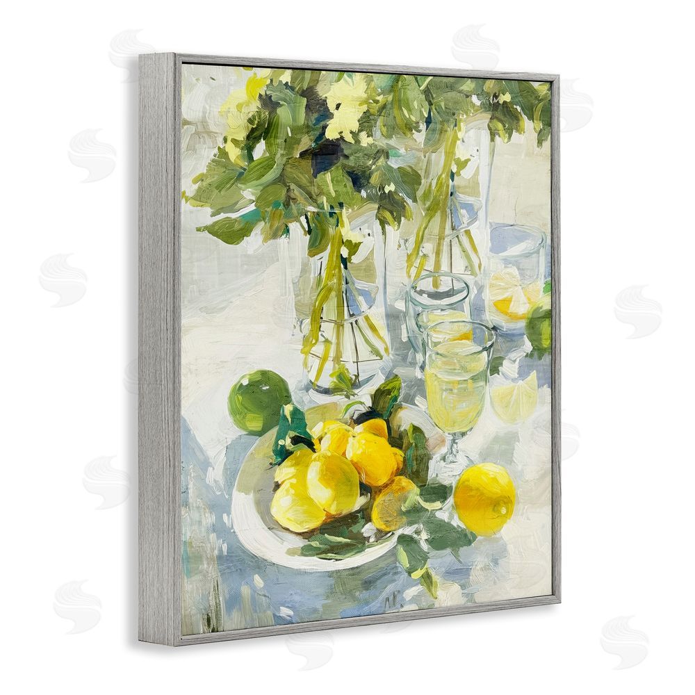 Annabelle Hall Fresh Kitchen Lemons Spread Gray Framed Giclee Wall Art Print