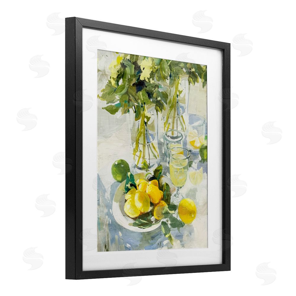 Annabelle Hall Fresh Kitchen Lemons Spread Black Framed Print Under Glass with Mat Wall Art