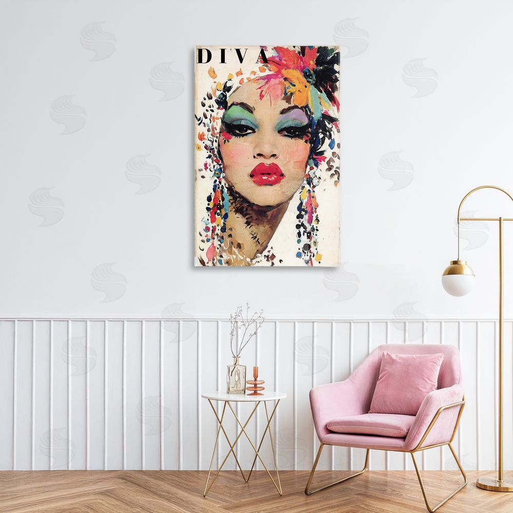 Annabelle Hall Diva Fashion Portrait Stretched Canvas Wall Art in Room