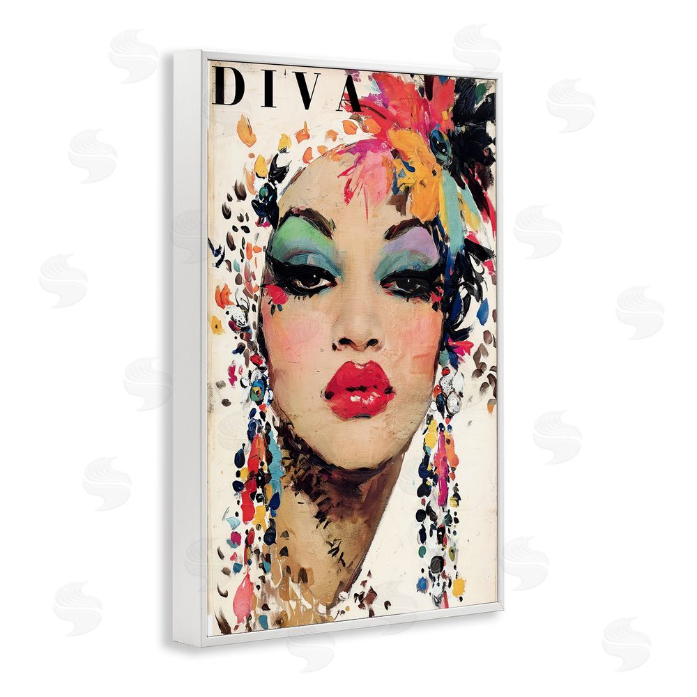Annabelle Hall Diva Fashion Portrait White Framed Giclee Wall Art Print