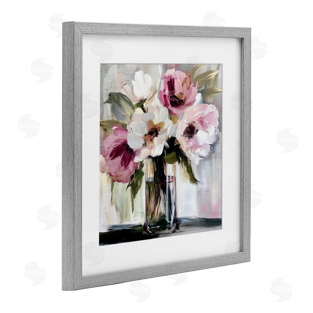 Annabelle Hall Resonance Flower Vase Gray Framed Print Under Glass Wall Art