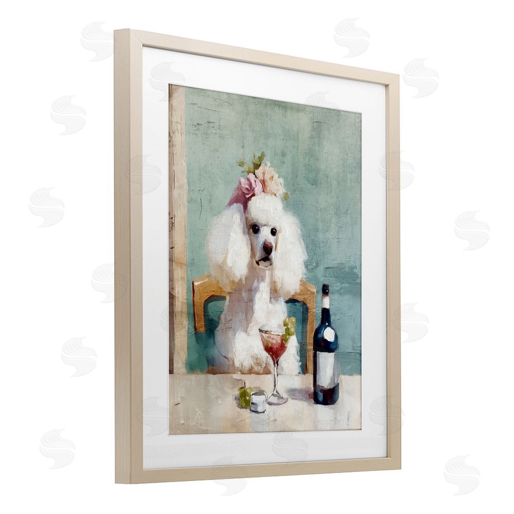 Annabelle Hall Poodle At Lunch Brown Framed Print Under Glass Wall Art