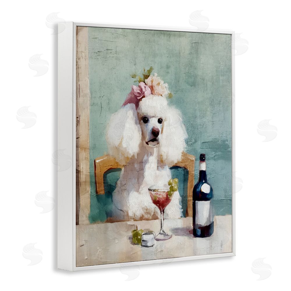 Annabelle Hall Poodle At Lunch White Framed Giclee Wall Art Print