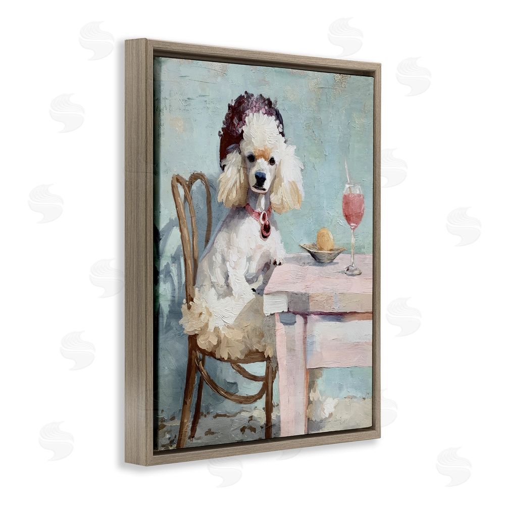 Annabelle Hall Ladies Who Lunch Poodle Brown Floating Frame Canvas Wall Art