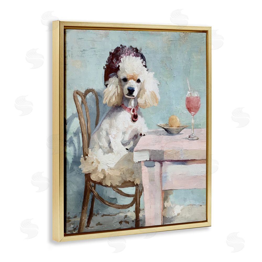 Annabelle Hall Ladies Who Lunch Poodle Gold Floating Frame Canvas Wall Art