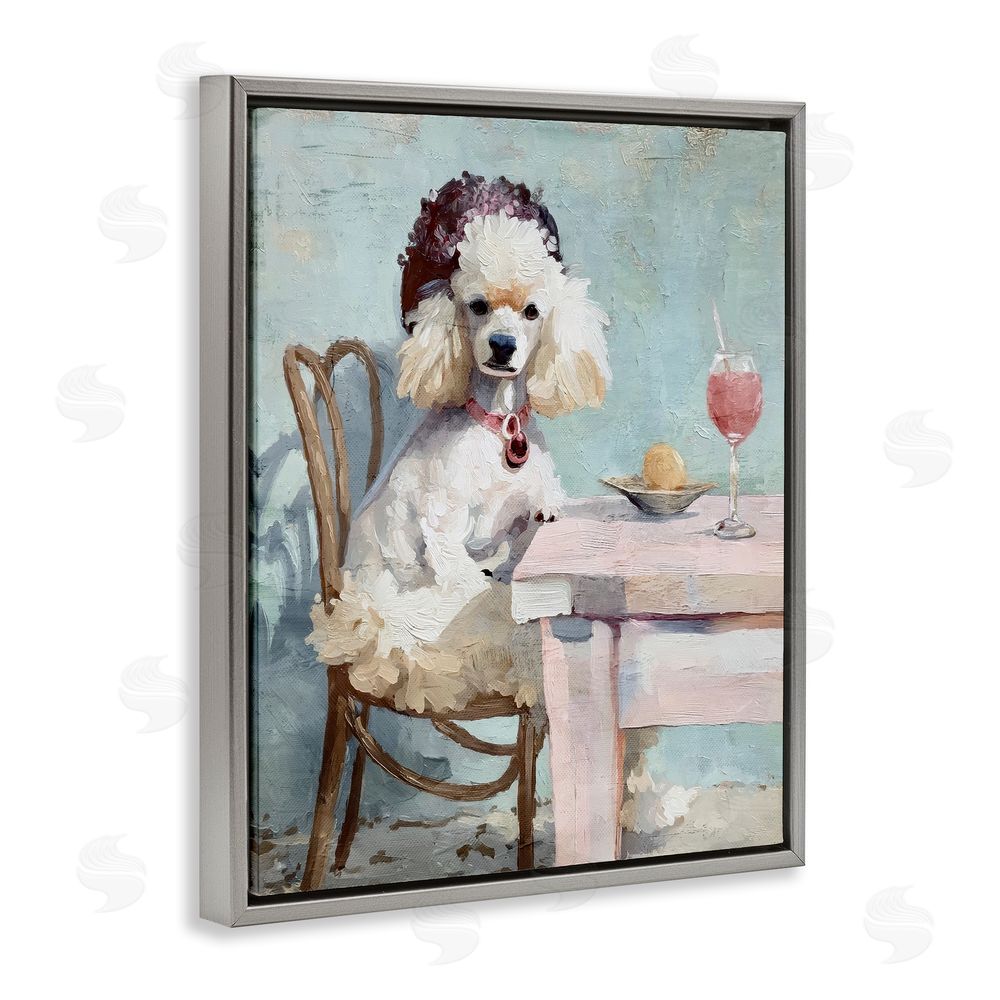 Annabelle Hall Ladies Who Lunch Poodle Gray Floating Frame Canvas Wall Art