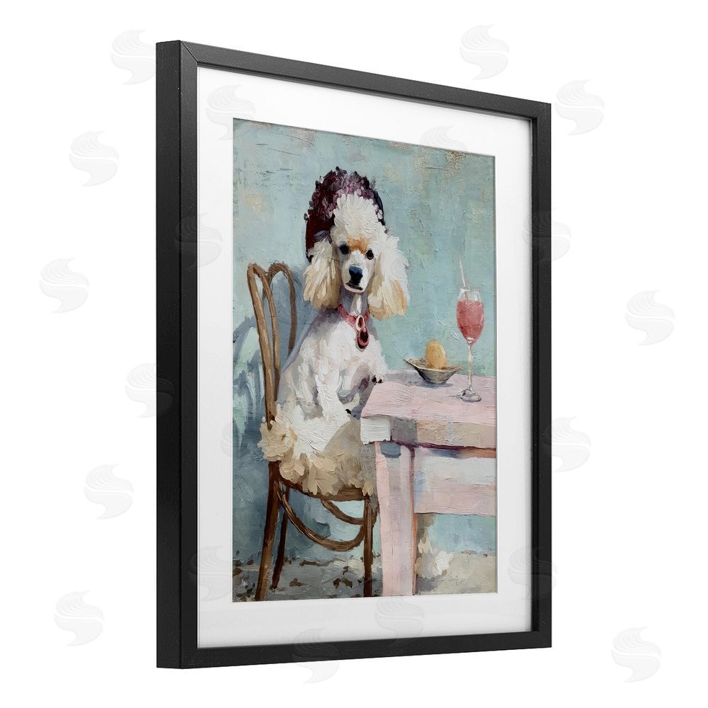 Annabelle Hall Ladies Who Lunch Poodle Black Framed Print Under Glass with Mat Wall Art