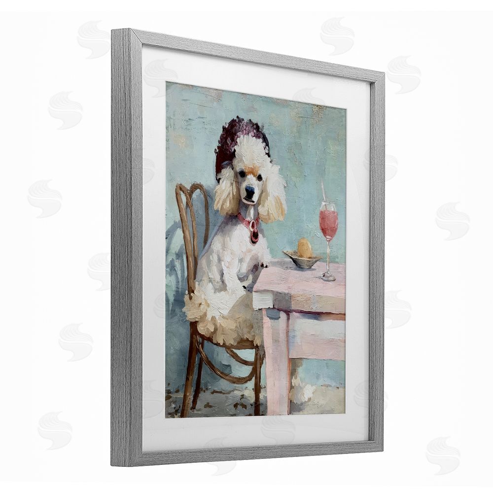 Annabelle Hall Ladies Who Lunch Poodle Gray Framed Print Under Glass with Mat Wall Art