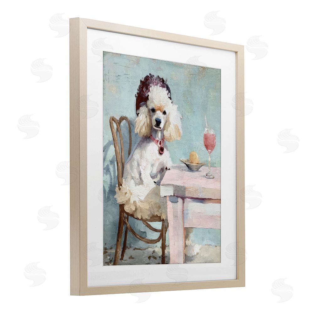 Annabelle Hall Ladies Who Lunch Poodle Brown Framed Print Under Glass with Mat Wall Art