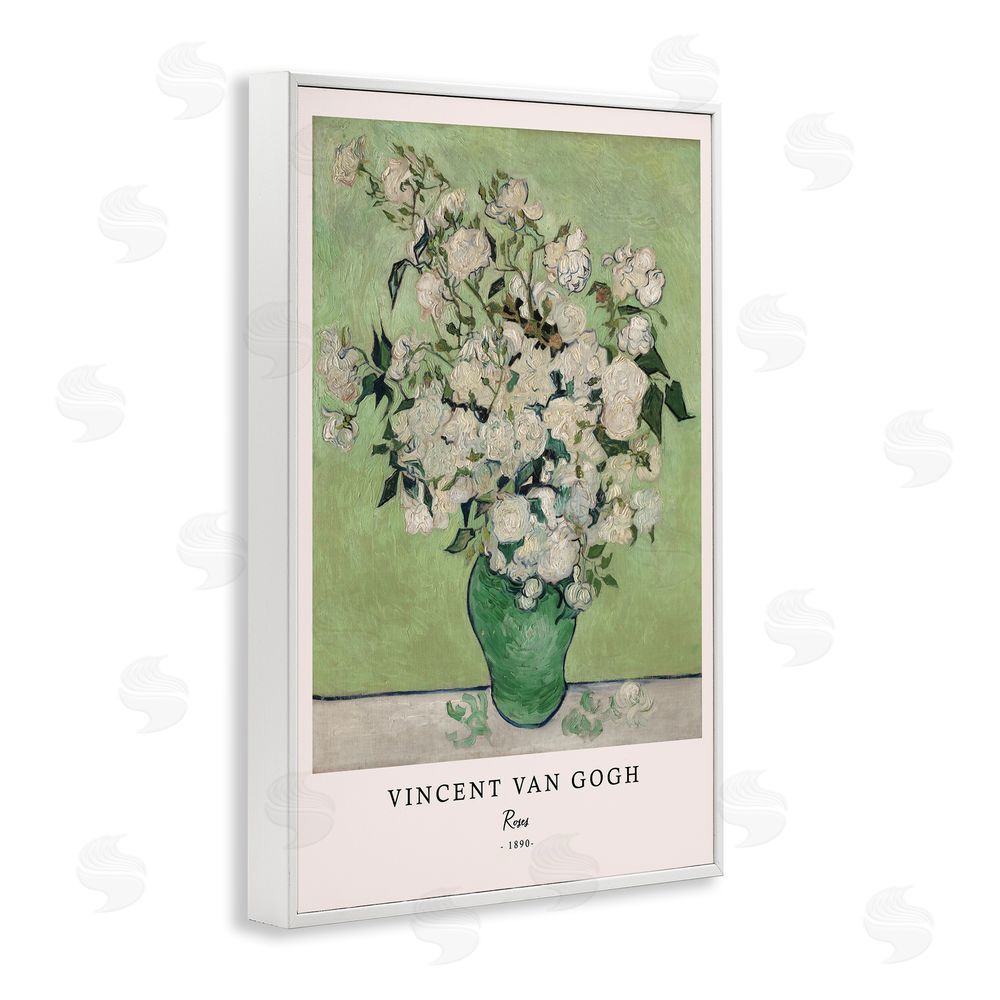 Vintage Hustle Classic Roses Van Gogh White Framed Giclee Wall Art Print