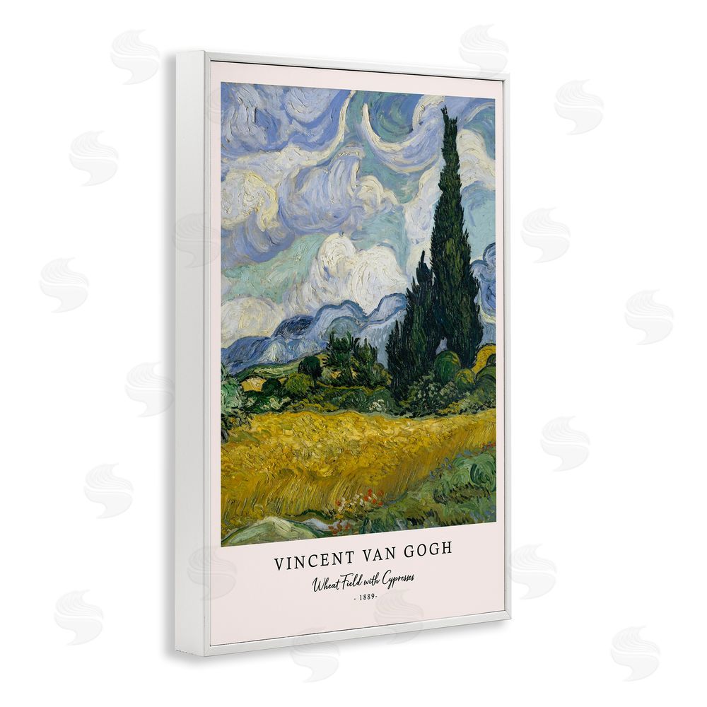 Vintage Hustle Classic Wheat Fields with Cypresses White Framed Giclee Wall Art Print