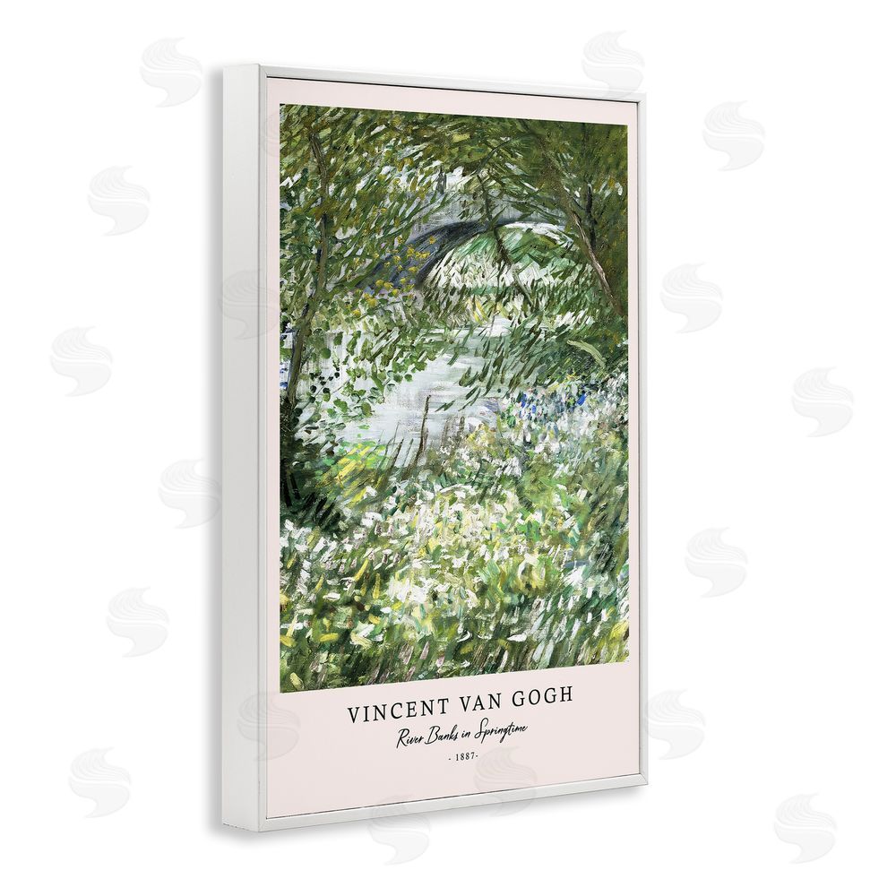 Vintage Hustle Classic River Banks At Springtime White Framed Giclee Wall Art Print