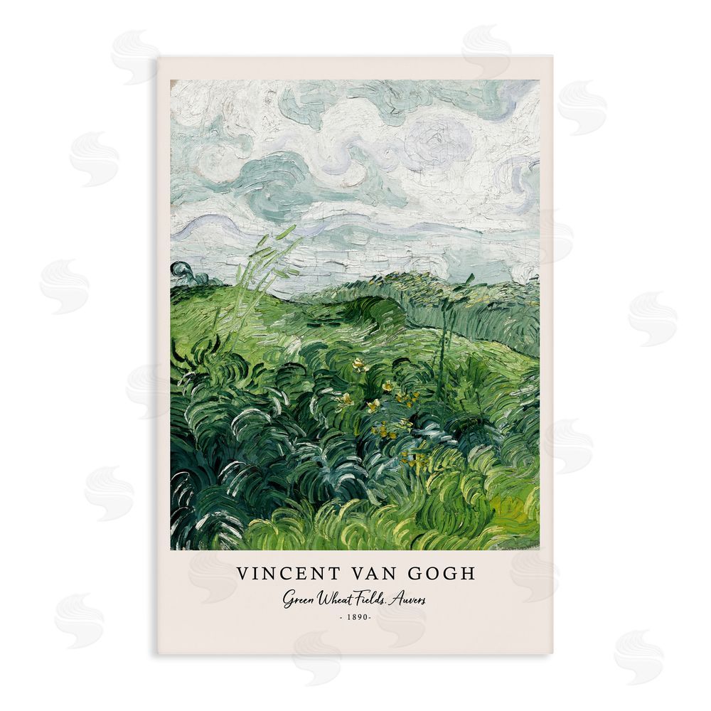 Vintage Hustle Classic Green Wheat Fields Stretched Canvas Wall Art Print